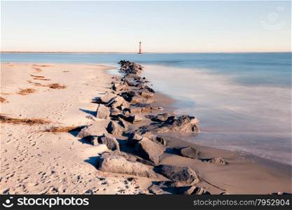 Morris Island Lighthouse at sunny morning, South Carolina, USA