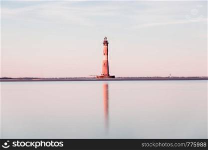 Morris Island Lighthouse at sunrise, South Carolina, USA