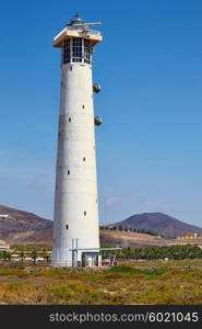 Morro Jable Matorral lighthouse Jandia in Pajara of Fuerteventura at Canary Islands