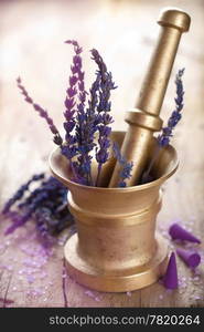 mortar with lavender