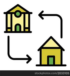 Mortgage accommodation icon. Outline mortgage accommodation vector icon color flat isolated. Mortgage accommodation icon color outline vector