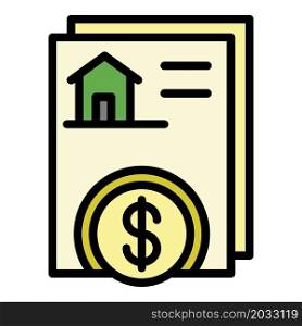 Mortgage documents icon. Outline mortgage documents vector icon color flat isolated. Mortgage documents icon color outline vector