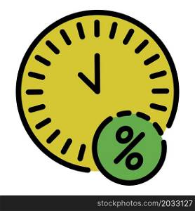 Mortgage repayment time icon. Outline mortgage repayment time vector icon color flat isolated. Mortgage repayment time icon color outline vector