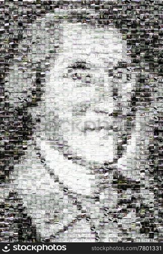 Mosaic of George Washington with thousands dollar images