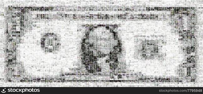 Mosaic of one dollar made of thousands of images