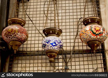 Mosaic Ottoman lamps from Grand Bazaar in Istanbul