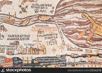 mosaic replica of antique Madaba map of Holy Land