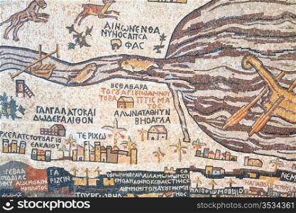 mosaic replica of antique Madaba map of Holy Land