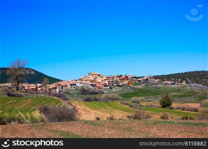 Moscardon village skyline in Sierra Albarracin at Teruel Spain