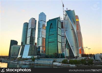 Moscow-city (Moscow International Business Center) at evening, Russia