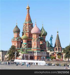 Moscow cityscape - Saint Basil Cathedral in Moscow Kremlin in summer afternoon