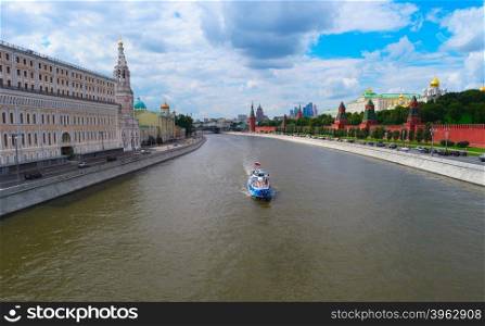 Moscow cityscape with Kremlin and river, Russia