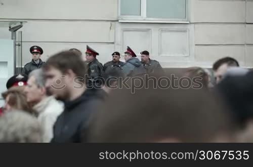 MOSCOW - MAY 6: Policemen at the protest manifestation of opposition, Bolotnaya square in Moscow, Russia on May, 6, 2013