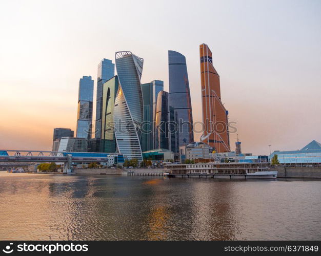 MOSCOW - OCTOBER 14: Moscow Modern buildings of glass and steel skyscrapers against the sky on October 14, 2017 in Moscow, Russia. Moscow Modern buildings of glass and steel skyscrapers against the sky