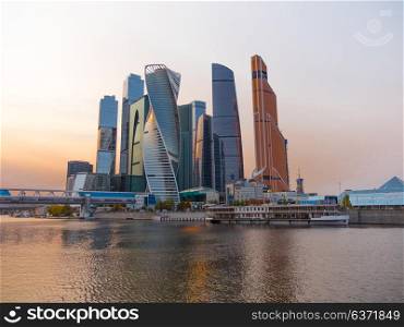 MOSCOW - OCTOBER 14: Moscow Modern buildings of glass and steel skyscrapers against the sky on October 14, 2017 in Moscow, Russia. Moscow Modern buildings of glass and steel skyscrapers against the sky