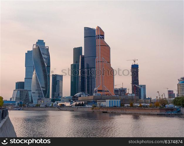 MOSCOW - OCTOBER 14: Moscow Modern buildings of glass and steel skyscrapers against the sky on October 14, 2017 in Moscow, Russia. MOSCOW - OCTOBER 14: Moscow Modern buildings of glass and steel skyscrapers against the sky on October 14, 2017 in Moscow, Russia.