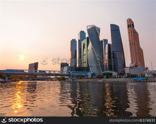 MOSCOW - OCTOBER 14: Moscow Modern buildings of glass and steel skyscrapers against the sky on October 14, 2017 in Moscow, Russia. Moscow Modern buildings of glass and steel skyscrapers against the sky