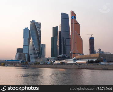 MOSCOW - OCTOBER 14: Moscow Modern buildings of glass and steel skyscrapers against the sky on October 14, 2017 in Moscow, Russia. MOSCOW - OCTOBER 14: Moscow Modern buildings of glass and steel skyscrapers against the sky on October 14, 2017 in Moscow, Russia.