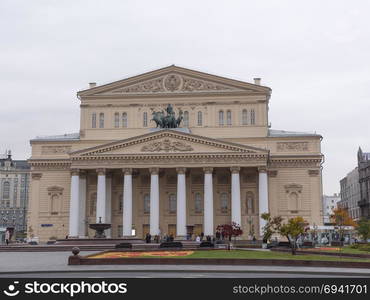 MOSCOW - OCTOBER 14: The Bolshoi Theater in Moscow, Russia on October 14, 2017 in Moscow, Russia. MOSCOW - OCTOBER 14: The Bolshoi Theater in Moscow, Russia on October 14, 2017 in Moscow, Russia.