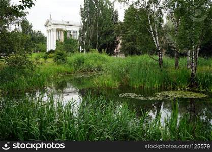 MOSCOW, RUSSIA - CIRCA JULY 2018 Building in Botanical Garden park