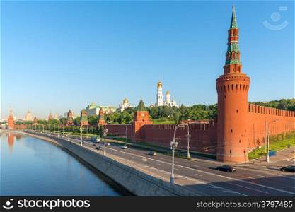 Moskva River embankment along the walls of the Kremlin