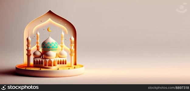 Mosque Digital 3D Illustration for Eid Ramadan Islmic Celebration Background