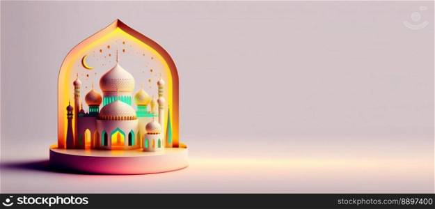 Mosque Digital Illustration for Eid Islamic Ramadan Greeting