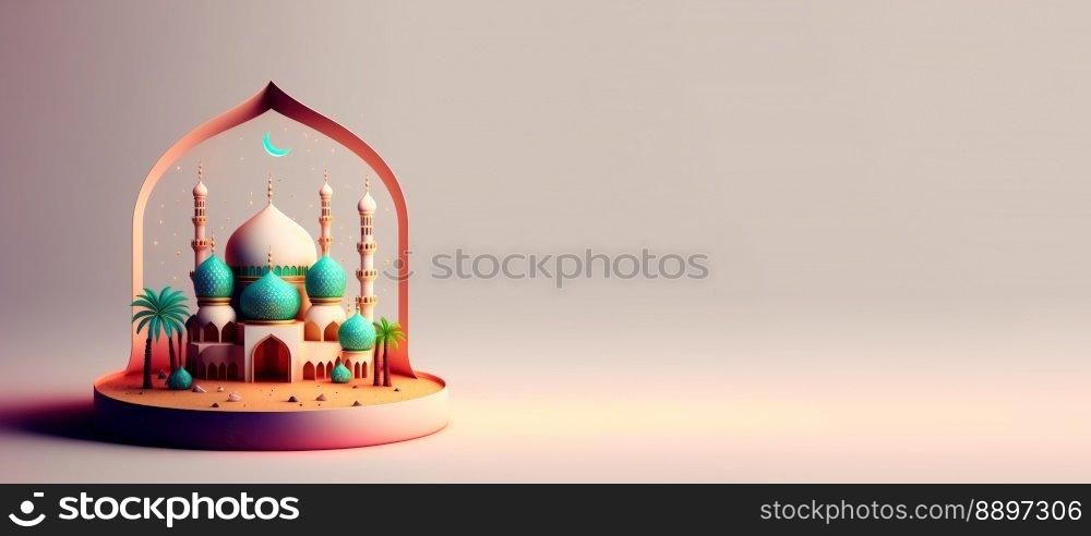 Mosque Digital Illustration for Eid Ramadan Islmic Celebration Background