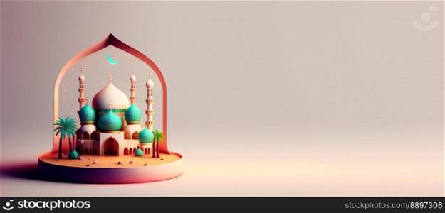Mosque Digital Illustration for Eid Ramadan Islmic Celebration Background