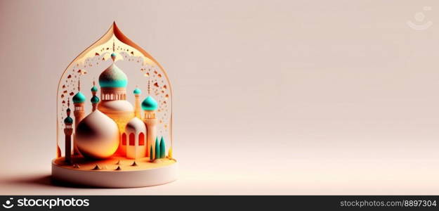Mosque Digital Illustration for Eid Ramadan Islmic Celebration Greeting