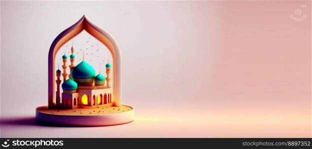 Mosque Digital Illustration for Ramadan Islmic Celebration Greeting