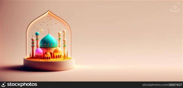 Mosque Illustration for Eid Islamic Ramadan Banner