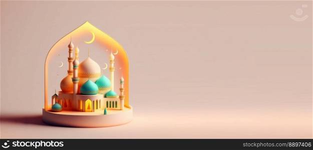 Mosque Illustration for Eid Islamic Ramadan Greeting