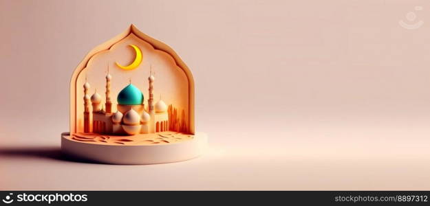 Mosque Illustration for Eid Ramadan Islmic Celebration Background