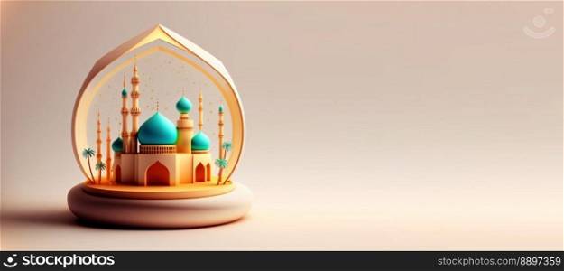 Mosque Illustration for Ramadan Islmic Celebration Banner
