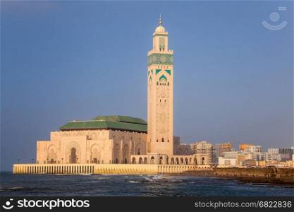 Mosque of hassan II and the sea in casablanca, morocco
