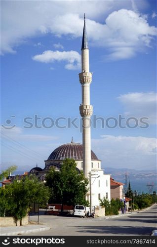 Mosque with high minaret in Barla, Turkey