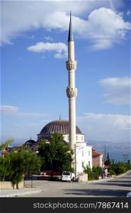 Mosque with high minaret in Barla, Turkey