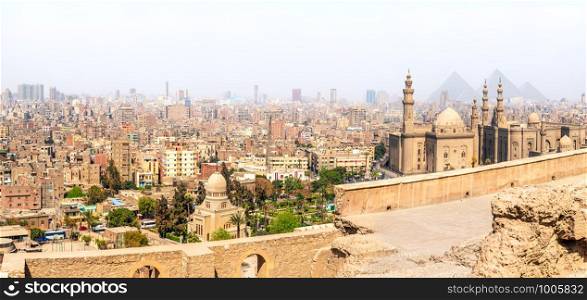 Mosques of Cairo, panoramic view from the Citadel, Egypt.. Mosques of Cairo, panoramic view from the Citadel, Egypt