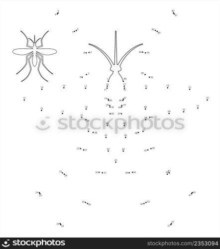 Mosquito Icon Dot To Dot, Mosquitos Insect Icon Vector Art Illustration