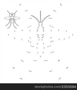 Mosquito Icon Dot To Dot, Mosquitos Insect Icon Vector Art Illustration