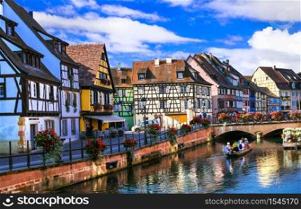 Most beautiful and colourful towns. Colmar in Alsace region of France. Popular tourist destination. Travel and landmarks of France. Alsace region, Colmar