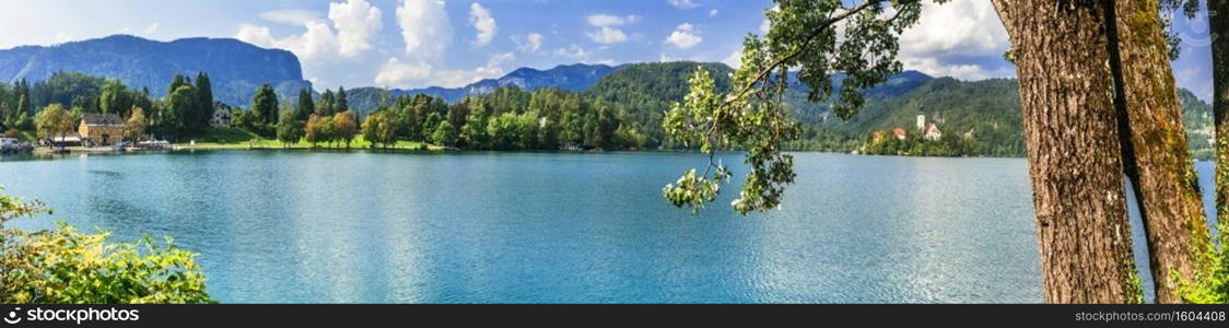 Most beautiful  lakes of Europe - scenic idyllic Bled in Slovenia