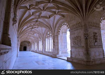 Mosteiro dos Jeronimos Cloister in Belem, Lisbon, Portugal