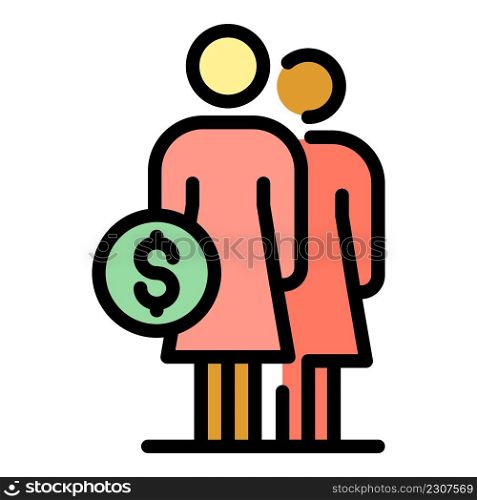 Mother allowance icon. Outline mother allowance vector icon color flat isolated. Mother allowance icon color outline vector