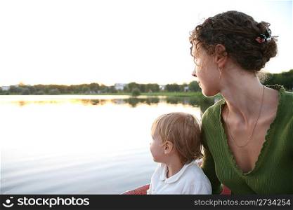 mother and child at the lake