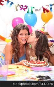 mother and daughter at a birthdayparty