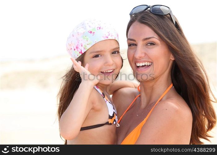 Mother and daughter at the beach