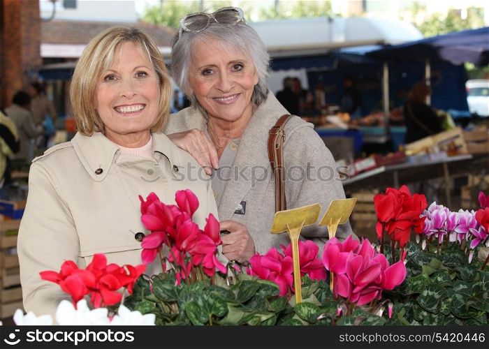 Mother and daughter at the market