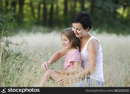 Mother and Daughter in a Field